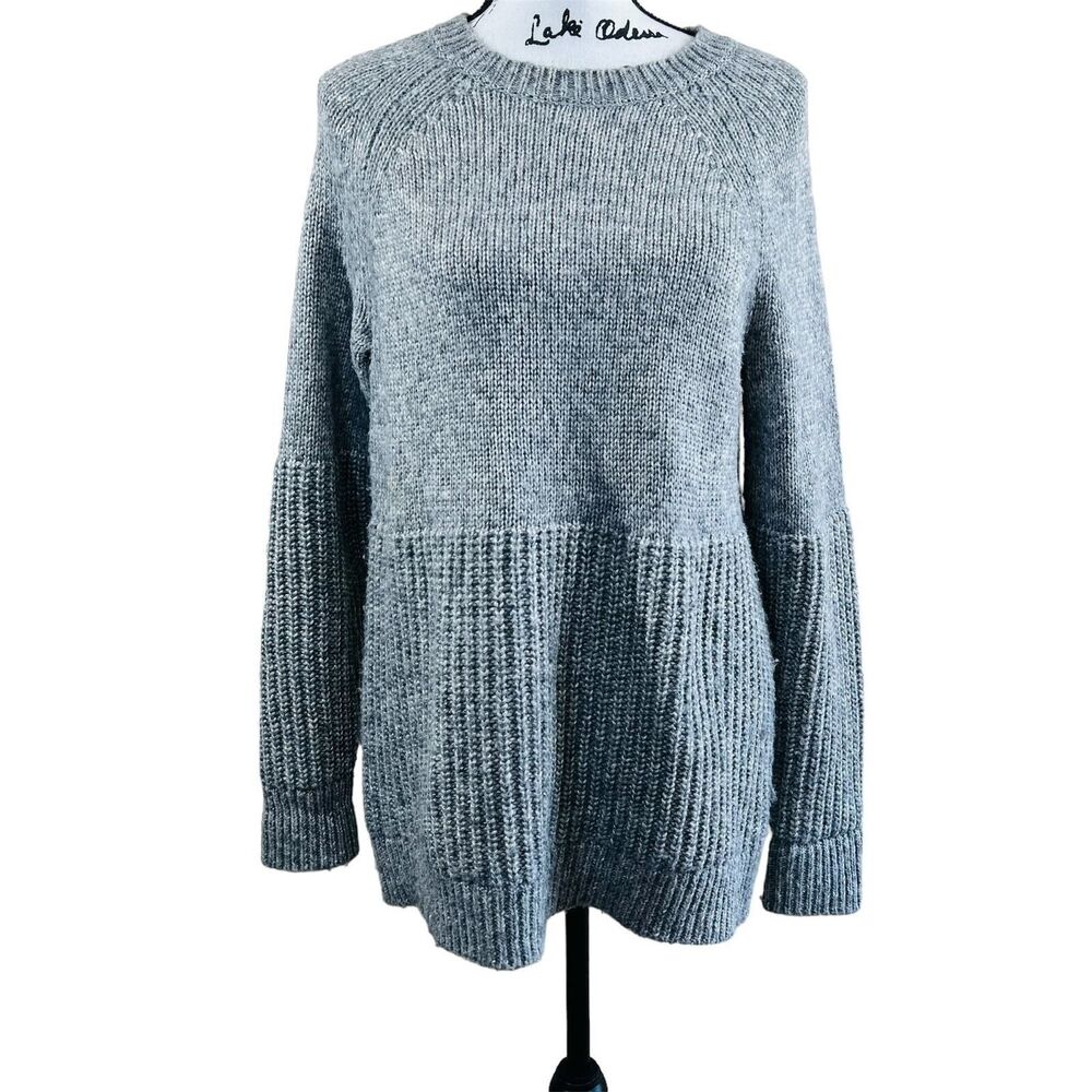 Banana Republic Hi-Low Hem Shaker Knit Sweater Wool Blend size M lagenlook